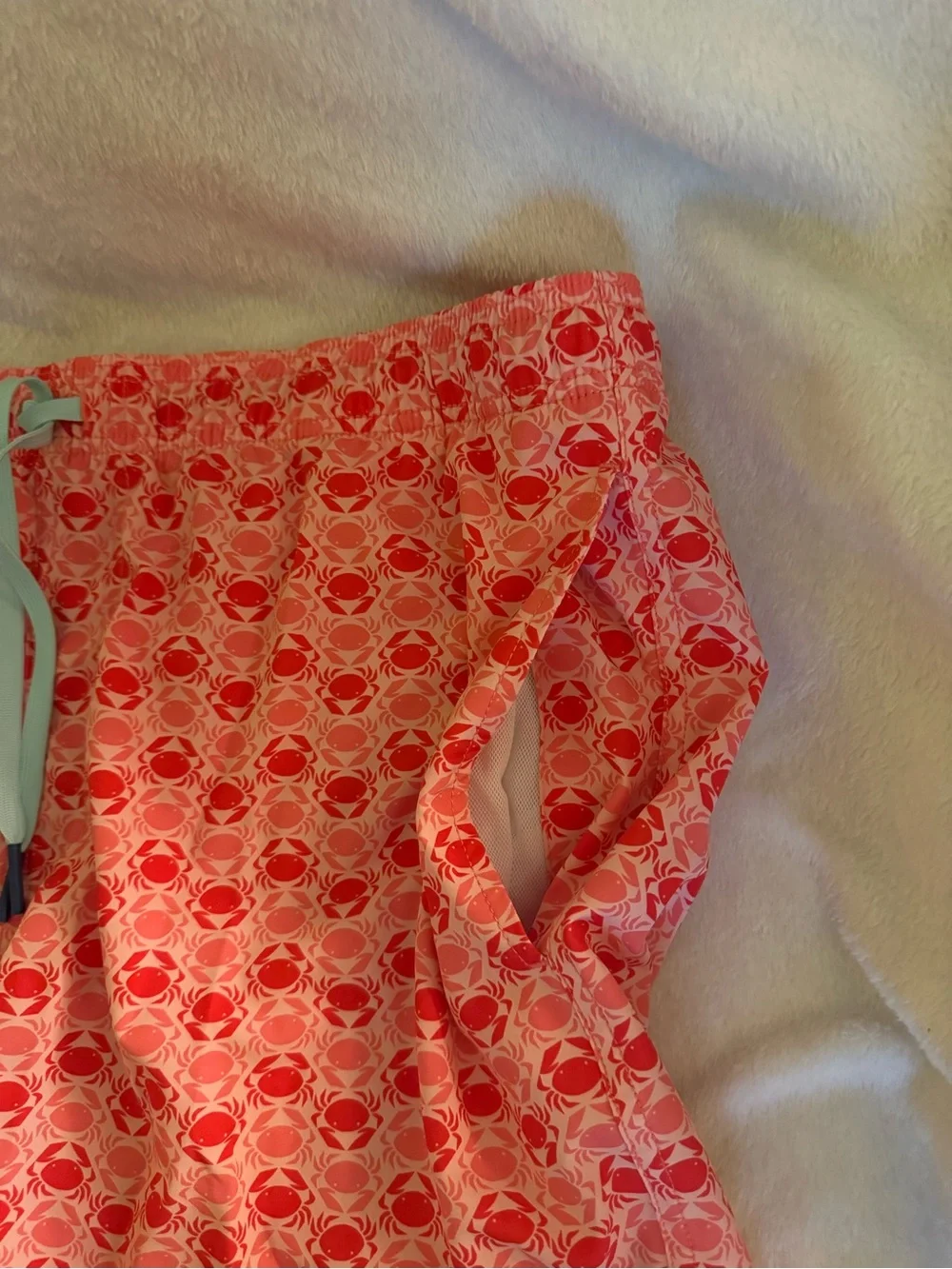 Southern Tide Coral and Pink Crab-Print Swim Trunks